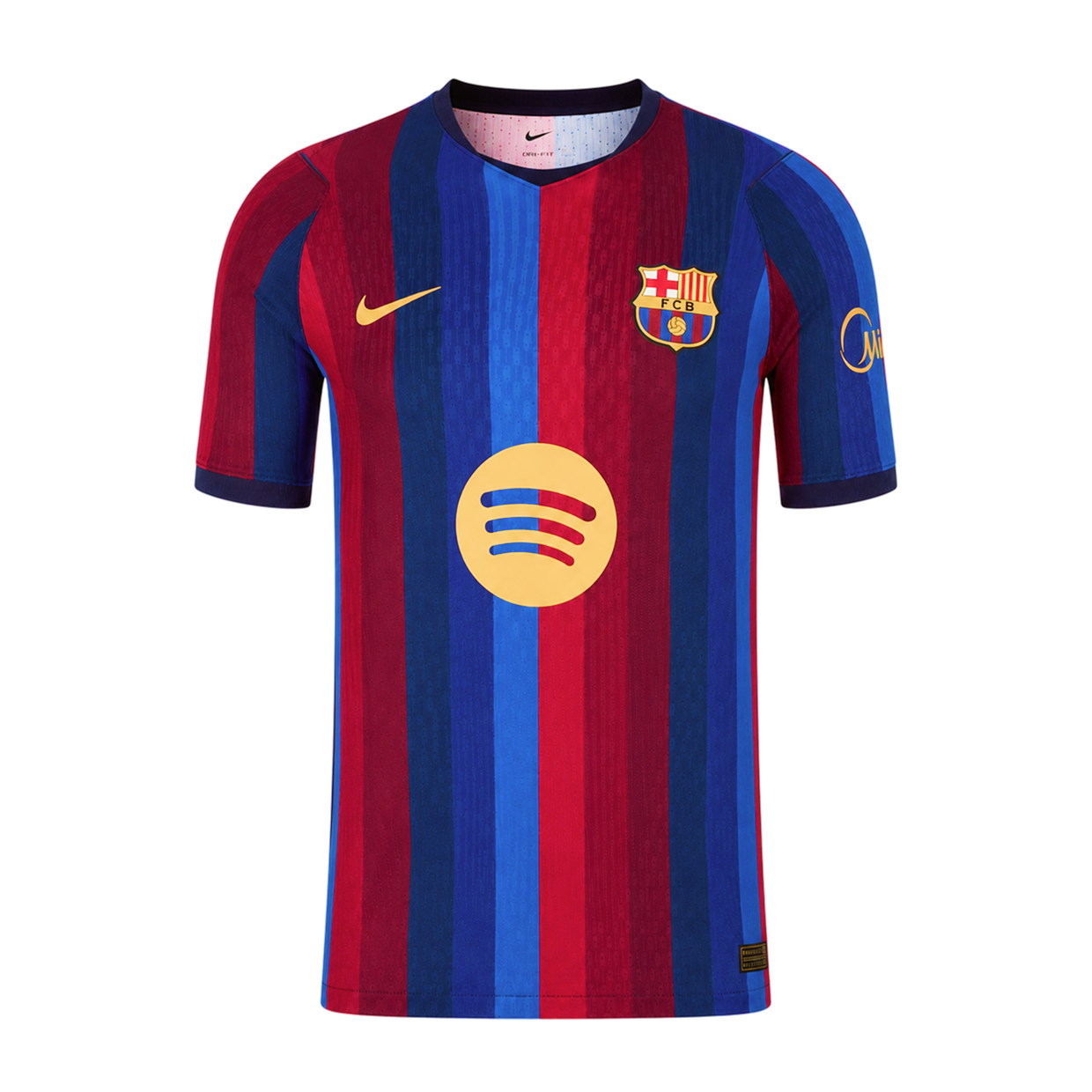Detail of an authentic FC Barcelona home shirt